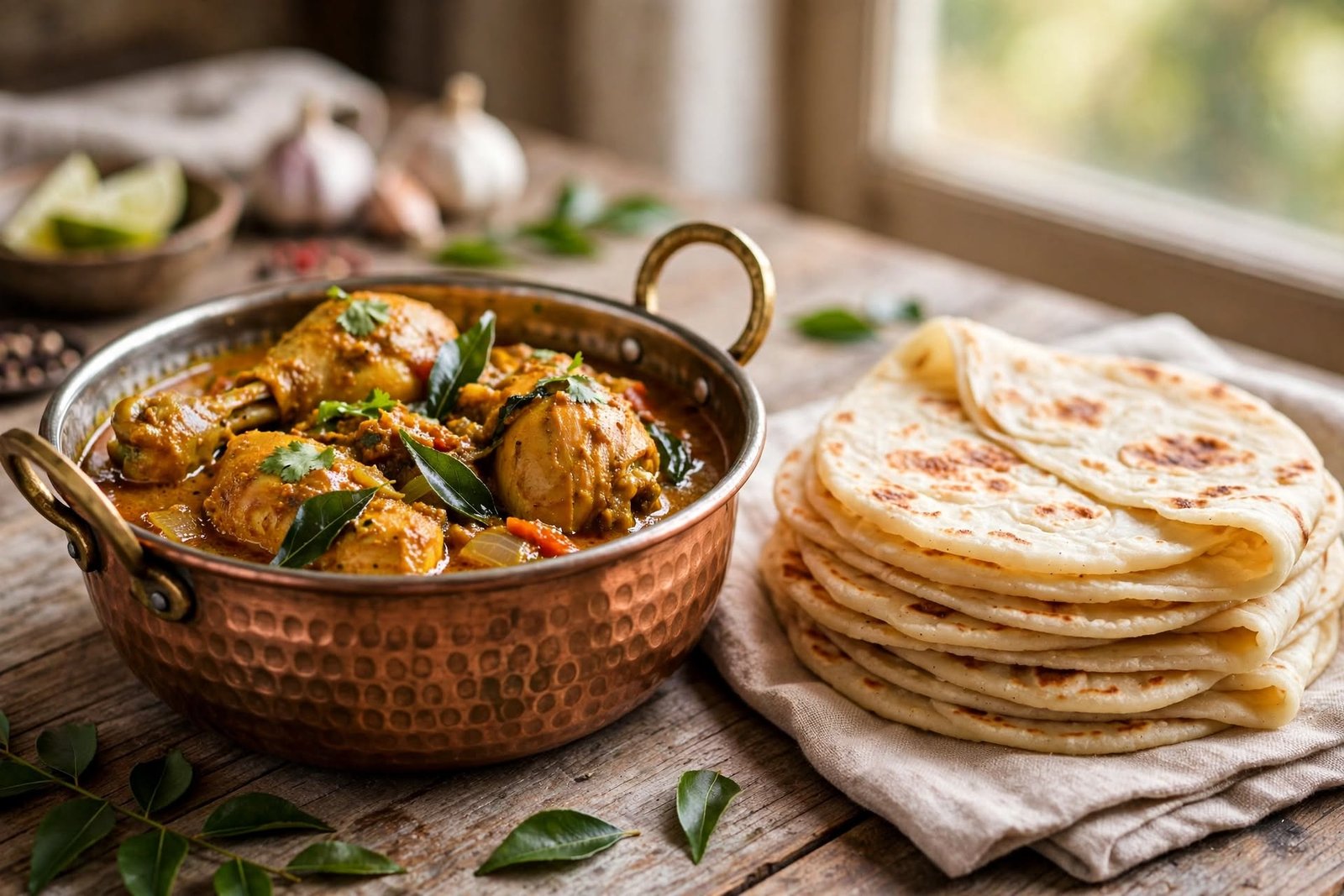 Chicken curry and farata